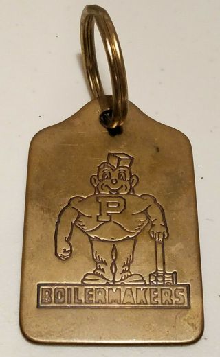 Vintage 1950s Purdue University Boilermakers Purdue Pete Brass Keychain