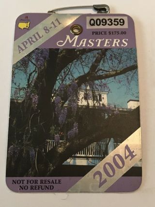 2004 Masters Augusta National Golf Badge Ticket Phil Mickelson First Win Pga