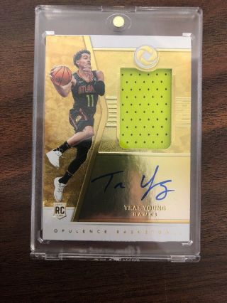 2018 - 19 Panini Opulence Trae Young Rookie Patch Autograph Auto Gold 12/25 Rpa