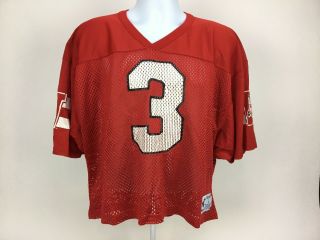 Vintage Wisconsin Badgers Football Mesh Crop Practice Belly Jersey Large Red 3
