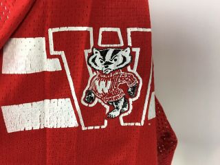 Vintage Wisconsin Badgers Football Mesh Crop Practice Belly Jersey Large Red 3 5