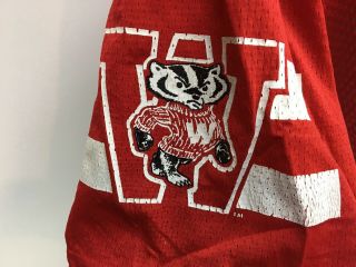 Vintage Wisconsin Badgers Football Mesh Crop Practice Belly Jersey Large Red 3 6