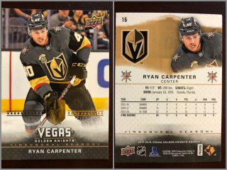 16/50 2017 - 18 Upper Deck Vegas Golden Knights Parallels Card Ryan Carpenter