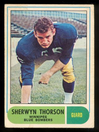 1968 Opc Cfl Football 61 Sherwyn Thorson Vg Winnipeg Blue Bombers Univ Of Iowa
