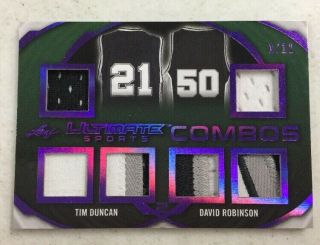 2019 Leaf Ultimate Sports Tim Duncan David Robinson 1/12 Dual Patch Card Spurs