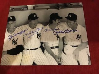 Dimaggio,  Whitey Ford,  Mickey Mantle Billy Martin Signed 8x10 Photo.  Certified