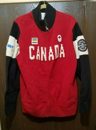 Hudson Bay Co Red 2014 Canada Olympic Team Beaver Sweater 100 Wool Man Large