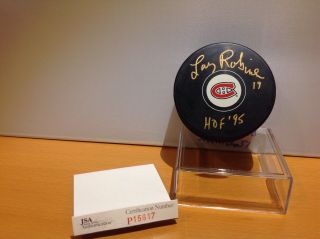 Hof Hockey Larry Robinson Autographed Canadiens Puck Jsa Certified
