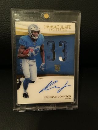 2018 Immaculate Kerryon Johnson Rpa Rookie Numbers 3 Color Auto Patch Sp 30/33