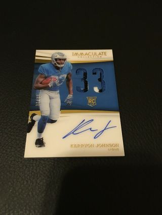 2018 IMMACULATE KERRYON JOHNSON RPA ROOKIE NUMBERS 3 COLOR AUTO PATCH SP 30/33 2