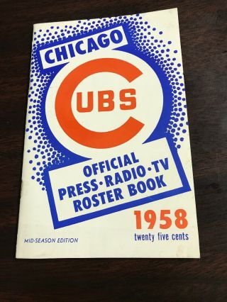 1958 Chicago Cubs Baseball Media Guide Roster Book Mid Season Edition