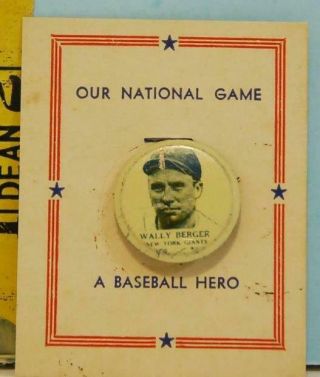 1938 Pm8 Wally Berger Boston Braves Pin Our National Game A Baseball Hero