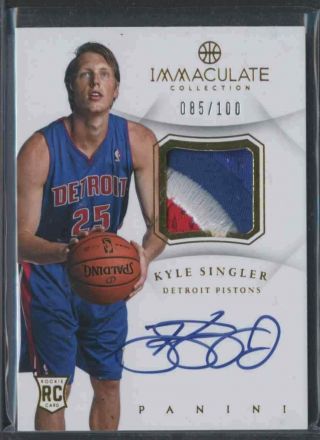 2012 - 13 Immaculate Rookie Patch Autograph Kyle Singler Auto Rc /100 Pistons