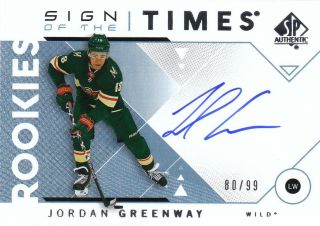 18/19 Sp Authentic Sign Of The Times Rookies Auto Jg Jordan Greenway Wild /99