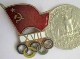 Old Olympic Pin Rome Italy 1960 Ussr Noc Team Member Brass Enamel