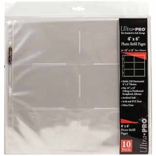 Ultra Pro 3 - Hole Photo Page For 4 By 6 - Inch Prints,  10 - Pack