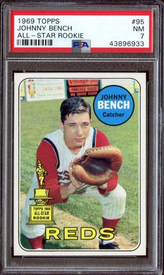 1969 Topps 95 Johnny Bench Psa 7 Reds Hof Nicely Centered Adt3574