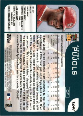 2001 Topps Traded T247 Albert Pujols RC - St.  Louis Cardinals 2