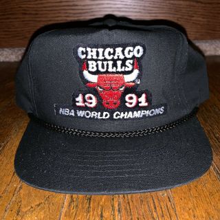Vtg 1991 Chicago Bulls Champions Headwear Ii Black Snapback Hat Cap Nba Vintage