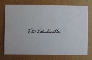 Vito Valentinetti Signed Autograph 3x5 Index Card 1954 White Sox Cubs Indians