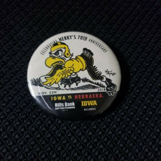 2018 Iowa Hawkeyes Football Pin Pinback Button Herky 70th Anniversary Nebraska