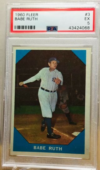 Psa 5 Ex 1960 Fleer 3 Babe Ruth York Yankees