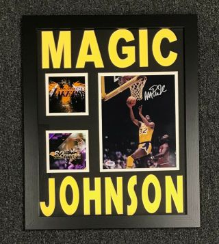 Magic Johnson Signed 8x10 Photo Autographed Framed 18x22 Psa/dna Lakers Hof