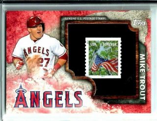 Mike Trout 2016 Topps Stamp Relic Mts - 3 " Hits For Cycle " Los Angeles Angels