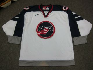 Vtg 90s 1998 Nike Usa Olympic Team Ice Hockey Jersey Shirt White Medium M Nagano