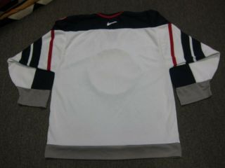 VTG 90s 1998 Nike USA Olympic Team Ice Hockey Jersey Shirt White Medium M Nagano 2
