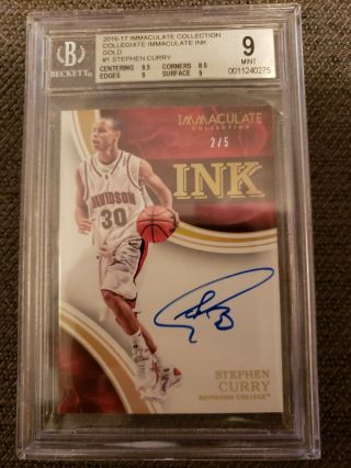 Steph Curry Rookie Auto 2 Of 5 - Graded 9 16 Immaculate Future Halloffamer