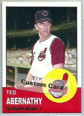 Ted Abernathy Cleveland Indians 1963 Style Custom Made Baseball Card Blank Back