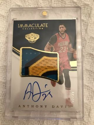 2017 - 18 Panini Immaculate Anthony Davis Pelicans Patch Auto 2/35
