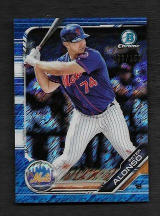 2019 Bowman Chrome Prospects Peter Alonso Blue Refractor 003/150 York Mets