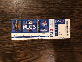 Chicago Cubs 2017 Nlcs Game 5 Season Ticket Stub Los Angeles Dodgers Wrigley