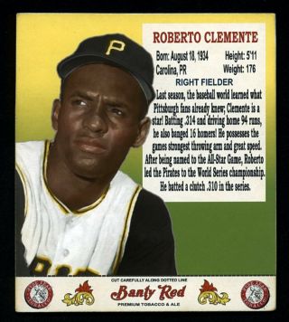 Banty Red Man Pouch Inserts " 1961 " Roberto Clemente,  Pittsburgh Pirates Updated