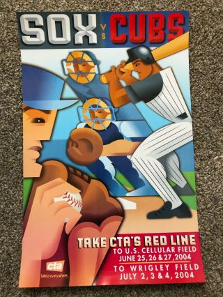 2004 Chicago Cta Red Line Train White Sox Cubs Train Crosstown Series Poster