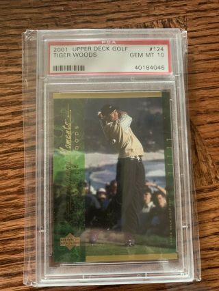 2001 Upper Deck Tiger Woods Rookie Psa 10 @ My Tiger Signed 97 Masters Flags