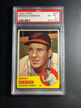 1963 Topps 345 Brooks Robinson Baltimore Orioles Psa 6.  5
