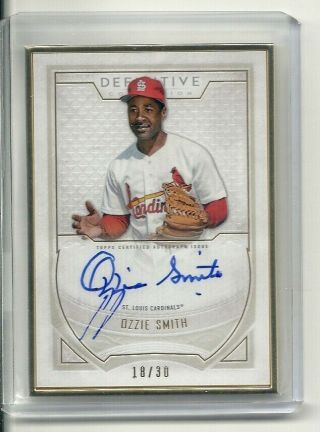 Ozzie Smith 2019 Topps Definitive Gold Framed On Card Auto 18/30