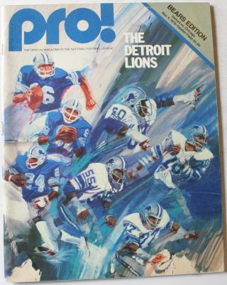 1979 Chicago Bears Vs.  Detroit Lions Program Hampton Page Walter Payton