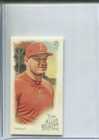 2019 Topps Allen & Ginter Mike Trout Mini Sp From Ernie Banks /50 Ripped