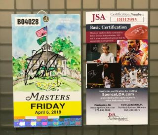 Patrick Reed Signed 2016 Masters Golf Tournament Friday Ticket Pass Jsa