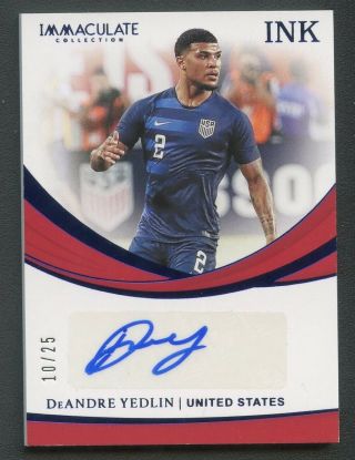 2018 - 19 Immaculate Soccer Blue Ink Deandre Yedlin Signed Auto 10/25 Usa