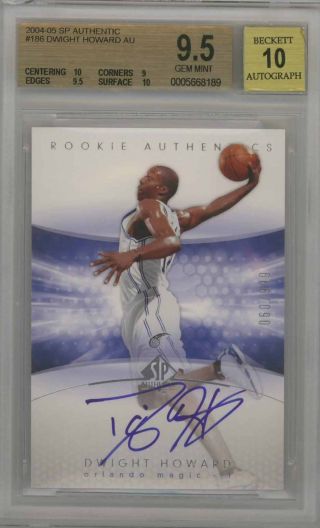 Dwight Howard 2004 - 05 Ud Sp Authentic Auto Rookie Rc /999 Basketball Bgs 9.  5 10