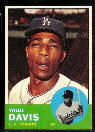 1963 Topps Baseball Los Angeles Dodgers World Series Willie Davis Card 229 Vg - Ex