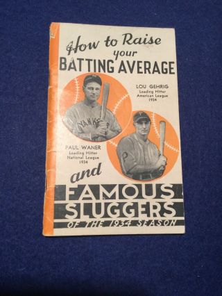 1934 Famous Sluggers How To Raise Your Batting Average Gehrig Cover 2