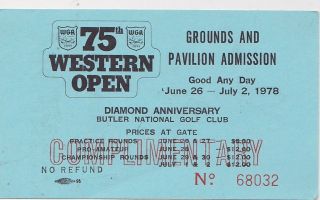 June 26 1978 75th Western Open Golf Ticket Stub
