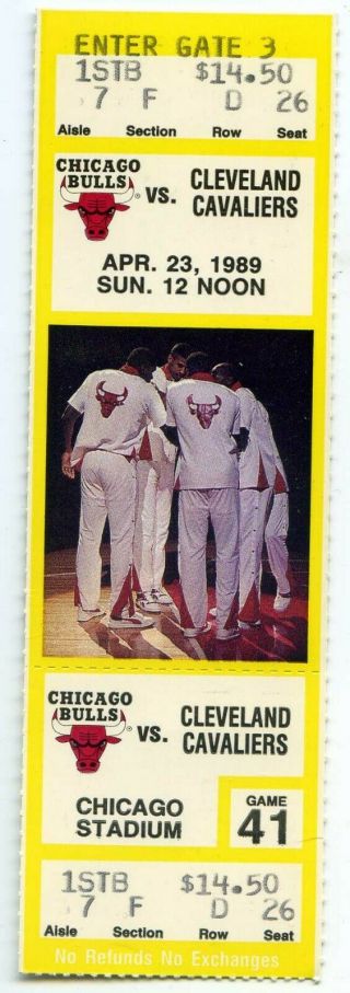 April 23 1989 Chicago Bulls Vs Cleveland Cavaliers Full Ticket Michael Jordan