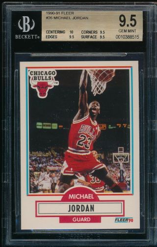 Bgs 9.  5 W/10 Michael Jordan 1990 - 91 90 - 91 Fleer 26 Chicago Bulls True Gem,
